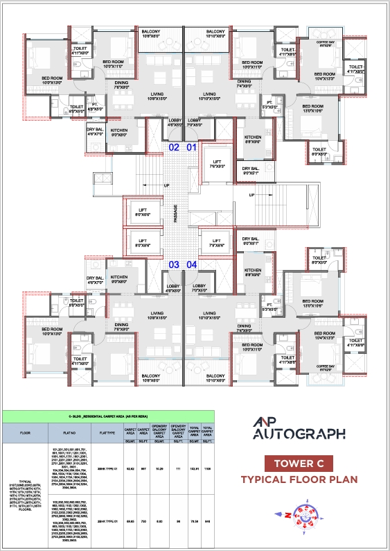 flat for sale in Anp-Autogrph pune - Tower C, typical floor plan